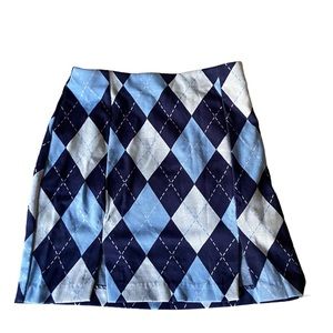 Blue and White Argyle print Mini Skirt XS